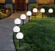 RRP £21.99 FLOWood Set of 8 LED Solar Garden Light, Solar Globe Stake Light (4 packs of 2)
