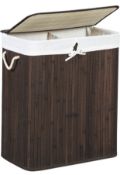 Songmics Divided Bamboo Hamper Laundry Basket RRP £35.99