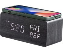 RRP £24.99 Bedside Wireless Charging Alarm Clock Dimmable LED Display Digital Clock