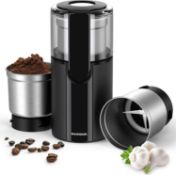 RRP £35.99 SHARDOR Coffee & Spice Grinders Electric with 2 Removable Stainless Steel Bowls