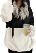 RRP £21.99 Tuopudo Women's Winter Warm Hoodie Casual Loose Fleece Top, XXL
