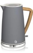 RRP £47.99 Swan SK14610GRYN Nordic Rapid Boil Jug Kettle Wood Effect Handle