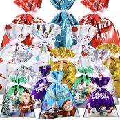 RRP £36 Set of 2 x Haconba 40-Pieces Christmas Foil Bag Mylar Goody Gift Bags, RRP £18 Each