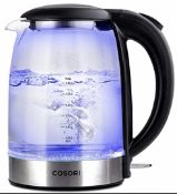 Cosori Electric Glass Kettle 3000W 1.5L with Blue LED RRP £29.99