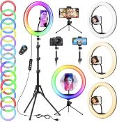 RRP £33.99 Ring Light 12" RGB Selfie Ring Light & Adjustable Tripod Stand with Phone Holder