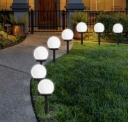 RRP £21.99 FLOWood Set of 8 LED Solar Garden Light, Solar Globe Stake Light (4 packs of 2)