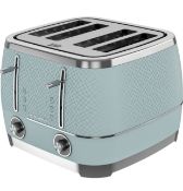 RRP £49.99 Beko Cosmopolis 4-Slice Toaster TAM8402T Retro Duck Egg Teal Design