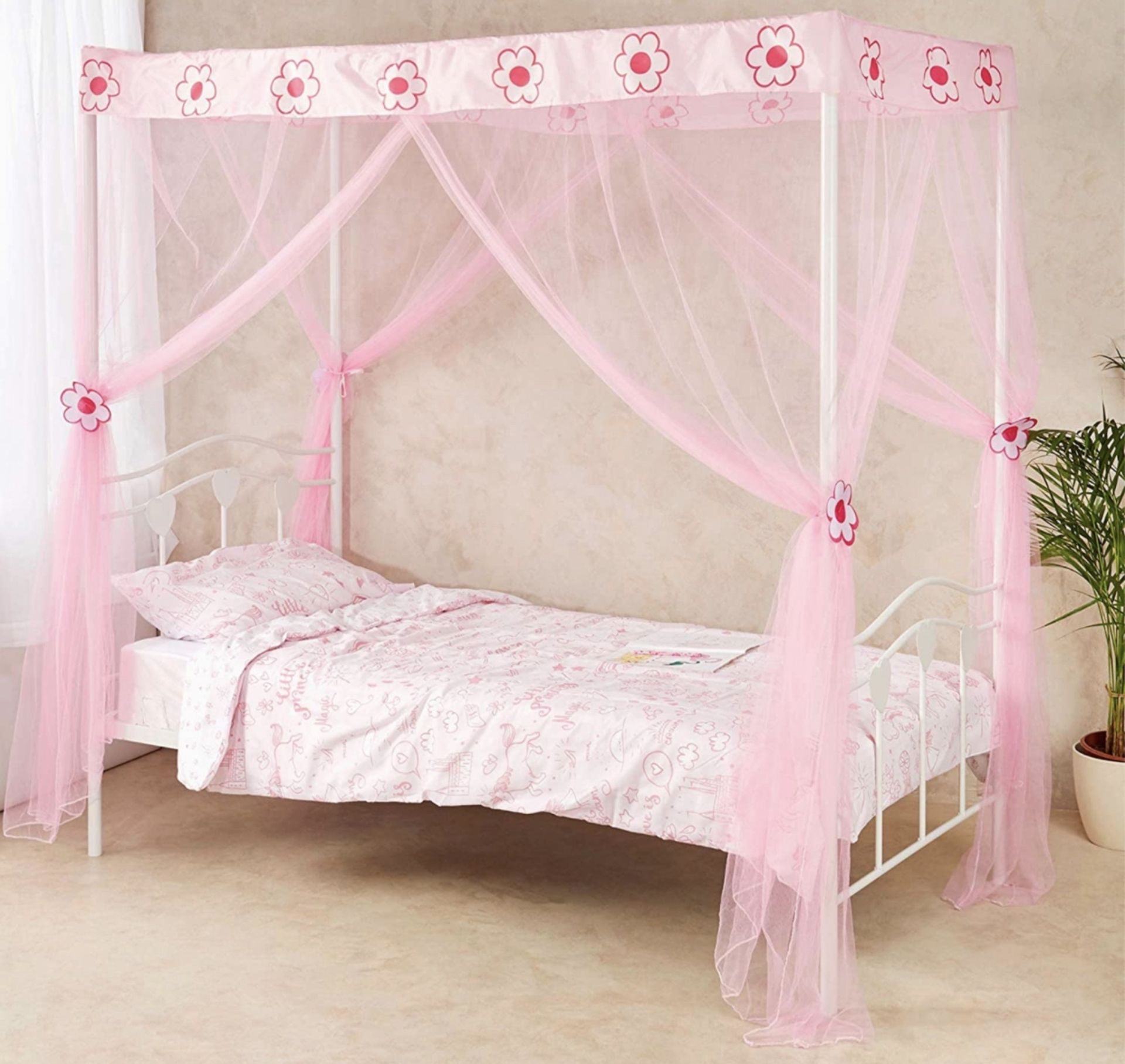 Wremedies Girls Princess Pink Canopy Bed Netting RRP £22.99