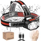 RRP £19.99 Okyuk Head Torch Rechargeable USB Headlamp Super Bright Lamp with Motion Sensor