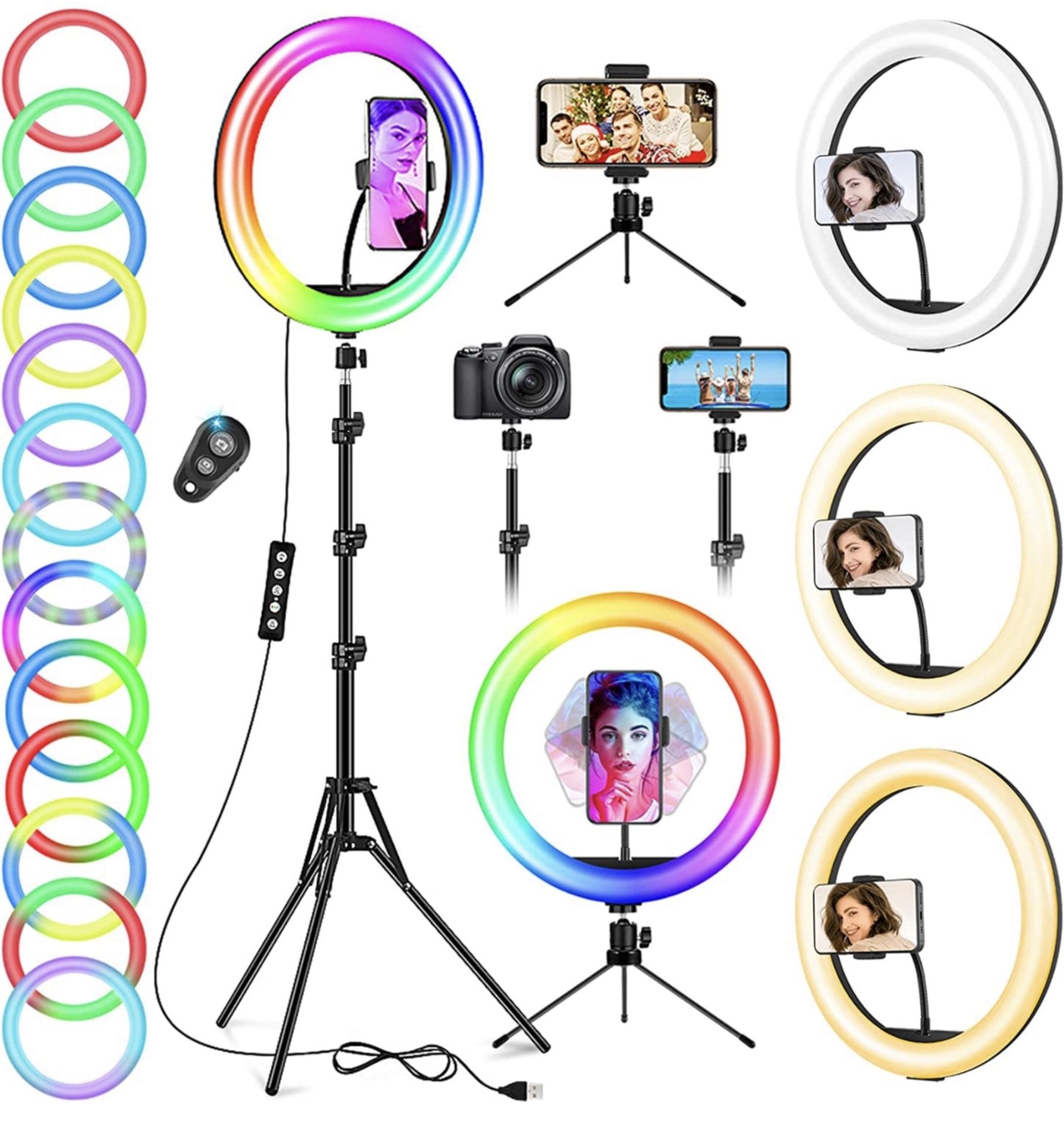 RRP £33.99 Ring Light 12" RGB Selfie Ring Light & Adjustable Tripod Stand with Phone Holder