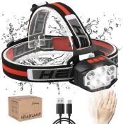 RRP £19.99 Okyuk Head Torch Rechargeable USB Headlamp Super Bright Lamp with Motion Sensor