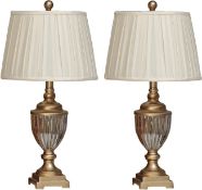 RRP £99.99 U'Artlines 2 x Crystal Antique Brass Table Lamps Bedside Desk Lamp