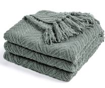 RRP £26.99 Recyco Chenille Knit Throw Blanket, 152cm x 127cm Tassel Throw