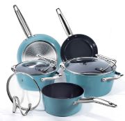 RRP £104.99 Cusibox Cookware Set Ceramic Nonstick Pan & Pot Set 8 Piece Set