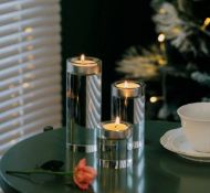 RRP £23.99 Sziqiqi Crystal Tealight Candle Holders Set of 3 Heavy Crystal Glass Pillars