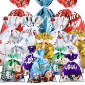 RRP £36 Set of 2 x Haconba 40-Pieces Christmas Foil Bag Mylar Goody Gift Bags, RRP £18 Each