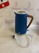 RRP £45.99 Swan Nordic Jug Kettle, 1.7 Litre, Blue, Rapid Boil, Wood Effect Handle