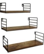 Umi Floating Shelves Wall Mounted Set of 3 Rustic Shelf RRP £29.99