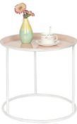 Topfly Round Metal Side Table with Detachable Tray, Coral & White RRP £22.99