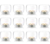 RRP £21.99 Nuptio Clear Glass Hurricane Votive Candle Holders Set of 12 Tea Light Holders