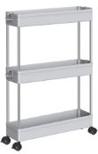 RRP £19.99 Lantaly Gap Slim Storage Cart Mobile Slide Out Storage Pantry Trolley (3 Tier)