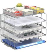 RRP £30.99 EasyPag 4-Tier A4 Mesh in Tray Stackable Office Desk Tidy Organiser