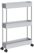 RRP £19.99 Lantaly Gap Slim Storage Cart Mobile Slide Out Storage Pantry Trolley (3 Tier)