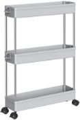 RRP £19.99 Lantaly Gap Slim Storage Cart Mobile Slide Out Storage Pantry Trolley (3 Tier)