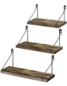 Umi Rustic Floating Shelves Metal Wire Wall Mounted Set of 3 RRP £24.99