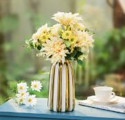 RRP £25.99 Hewory Gold Ceramic Vase Home Décor Flowers Bouquet Vase 25cm