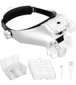 RRP £26.99 Headband Magnifier Glasses Rechargeable Head Magnifier with LED Light