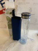 Cleesmil 1000ml Glass Water Bottle with Straw RRP £18.99