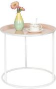 Topfly Round Metal Side Table with Detachable Tray, Coral & White RRP £22.99