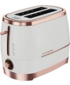 RRP £34.99 Beko Cosmopolis Toaster TAM8202W Retro White Rose Gold Design