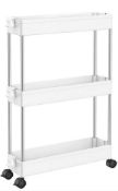 RRP £19.99 Lantaly Gap Slim Storage Cart Mobile Slide Out Storage Pantry Trolley (3 Tier)