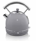 RRP £69.99 Swan Retro 1.8 Litre Dome Kettle Grey Fast Boil, SK14620GRN