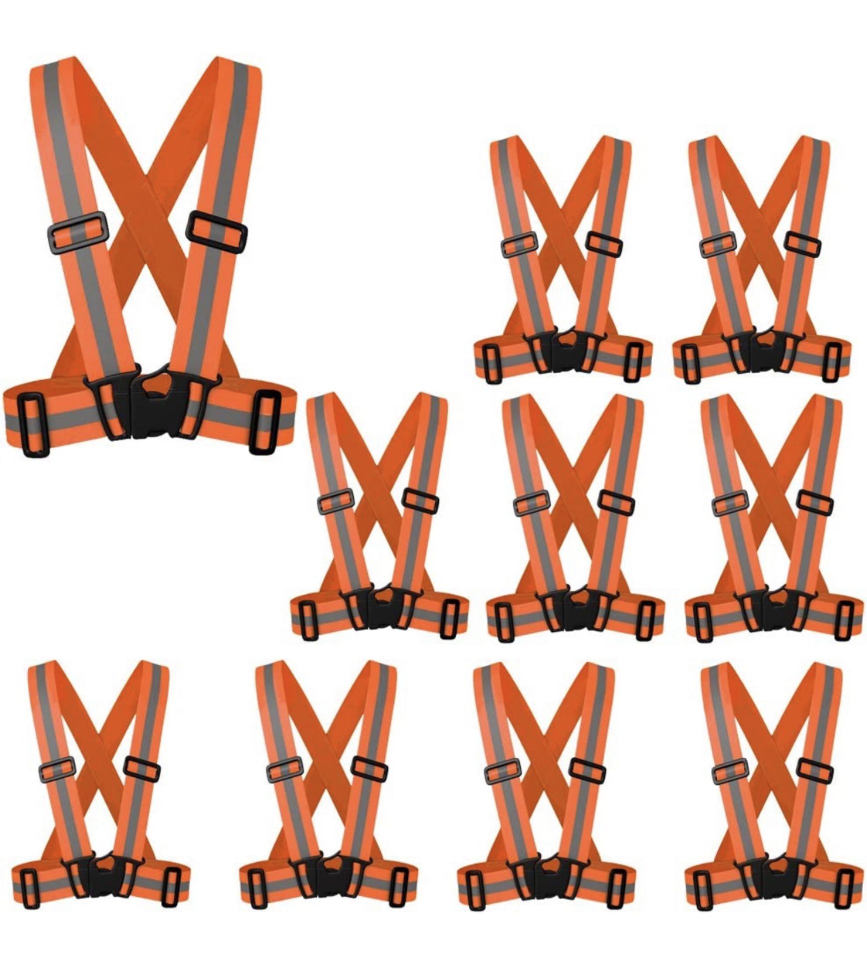 RRP £29.99 Zojo Safety Vests 10pcs Lightweight Adjustable and Elastic Safety High Visibilty