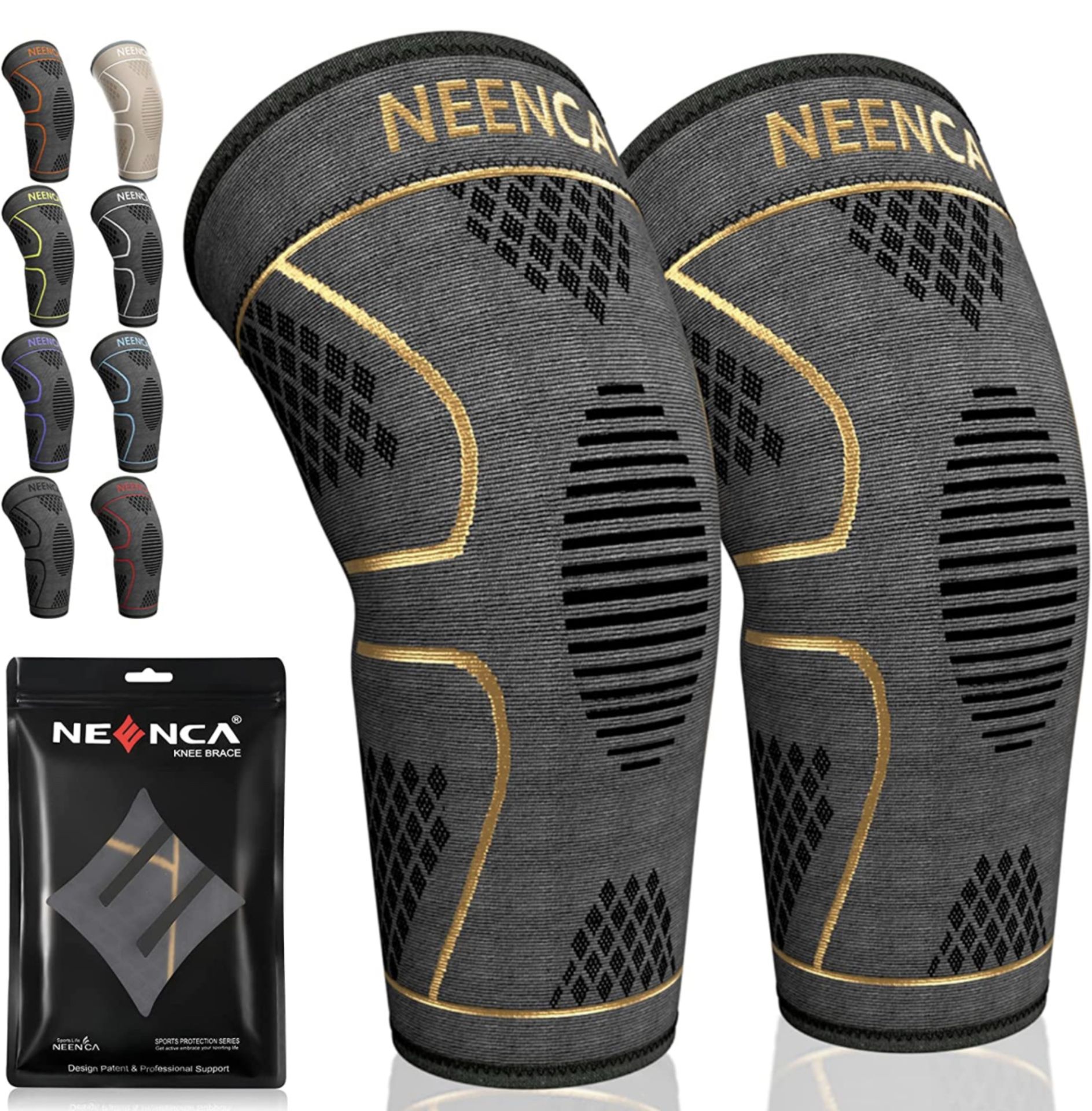 RRP £160 Set of 8 x Neenca 2-Pack Knee Brace Knee Compression Support Sleeves