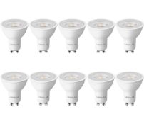 RRP £17.99 Lepro 10-Pack GU10 LED Bulbs Cool White 2700K 50W Halogen Spotlight Equivalent