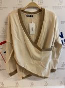 RRP £26.99 Yoins Inspiration Women's Cross Wrap Front Knit Sweater Long Sleeve Top, Small