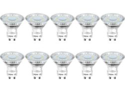 RRP £19.99 Lepro 10-Pack GU10 LED Bulbs Cool White 5000K 50W Halogen Spotlight Equivalent