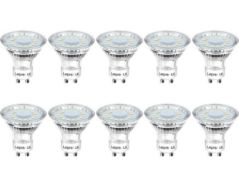 RRP £19.99 Lepro 10-Pack GU10 LED Bulbs Cool White 5000K 50W Halogen Spotlight Equivalent