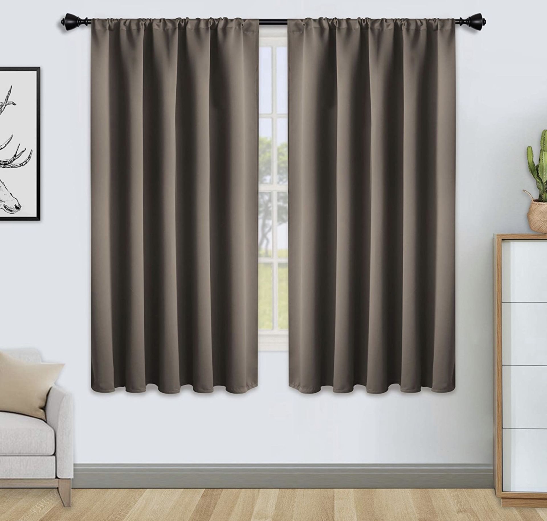 RRP £30.99 Floweroom Blackout Curtains Thermal Insulated Rod Pocket Curtains, 168cm x 137cm