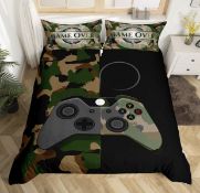Homewish Gamer Bedding Set Camouflage Gamepad Printed Army Cover, Single