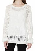 Hikaro Women's Eyelet Sweater Crew Neck Long Sleeve Knit Jumper, Small