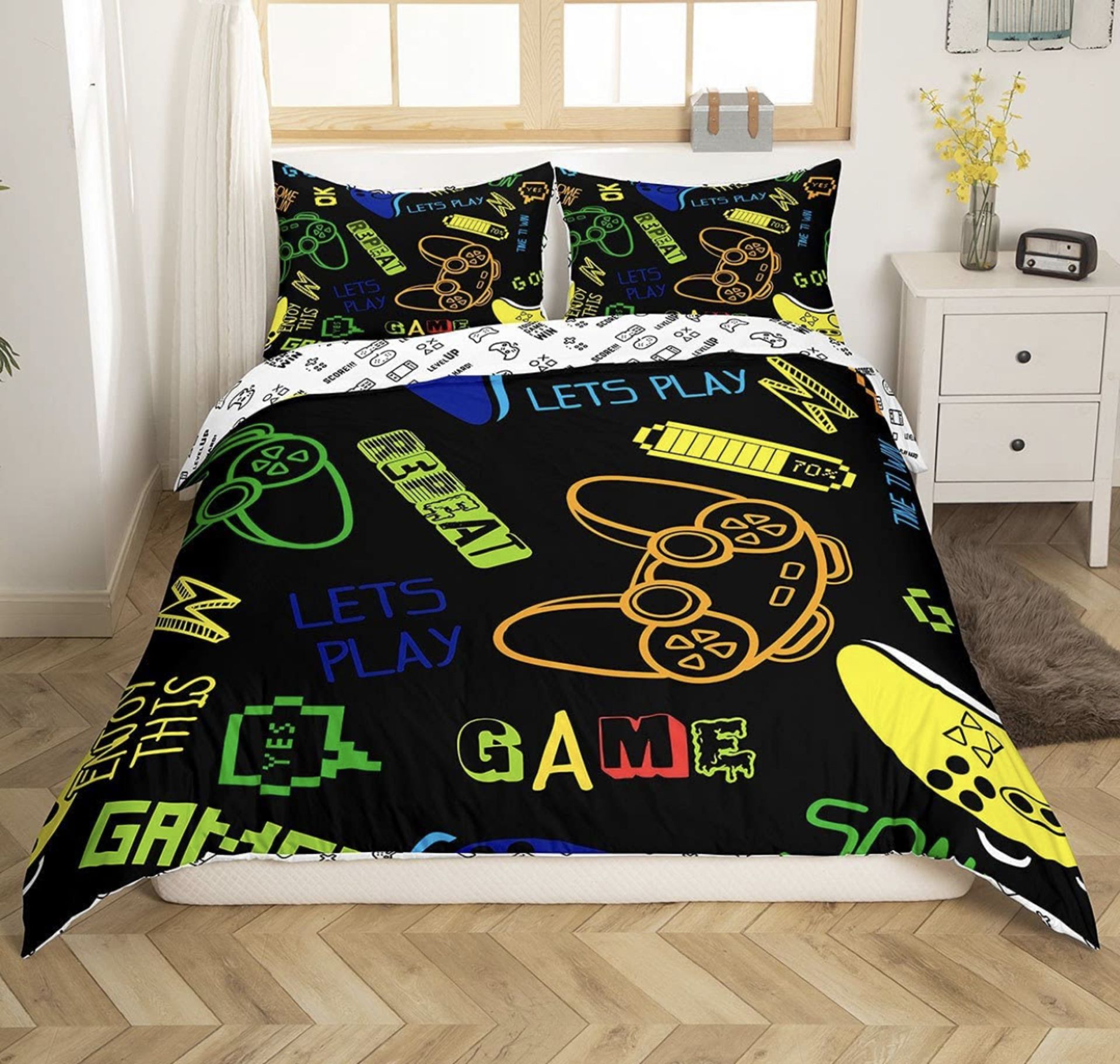 Cartoon Gamepad Bedding Set Modern Gamer Decorative Set, Single