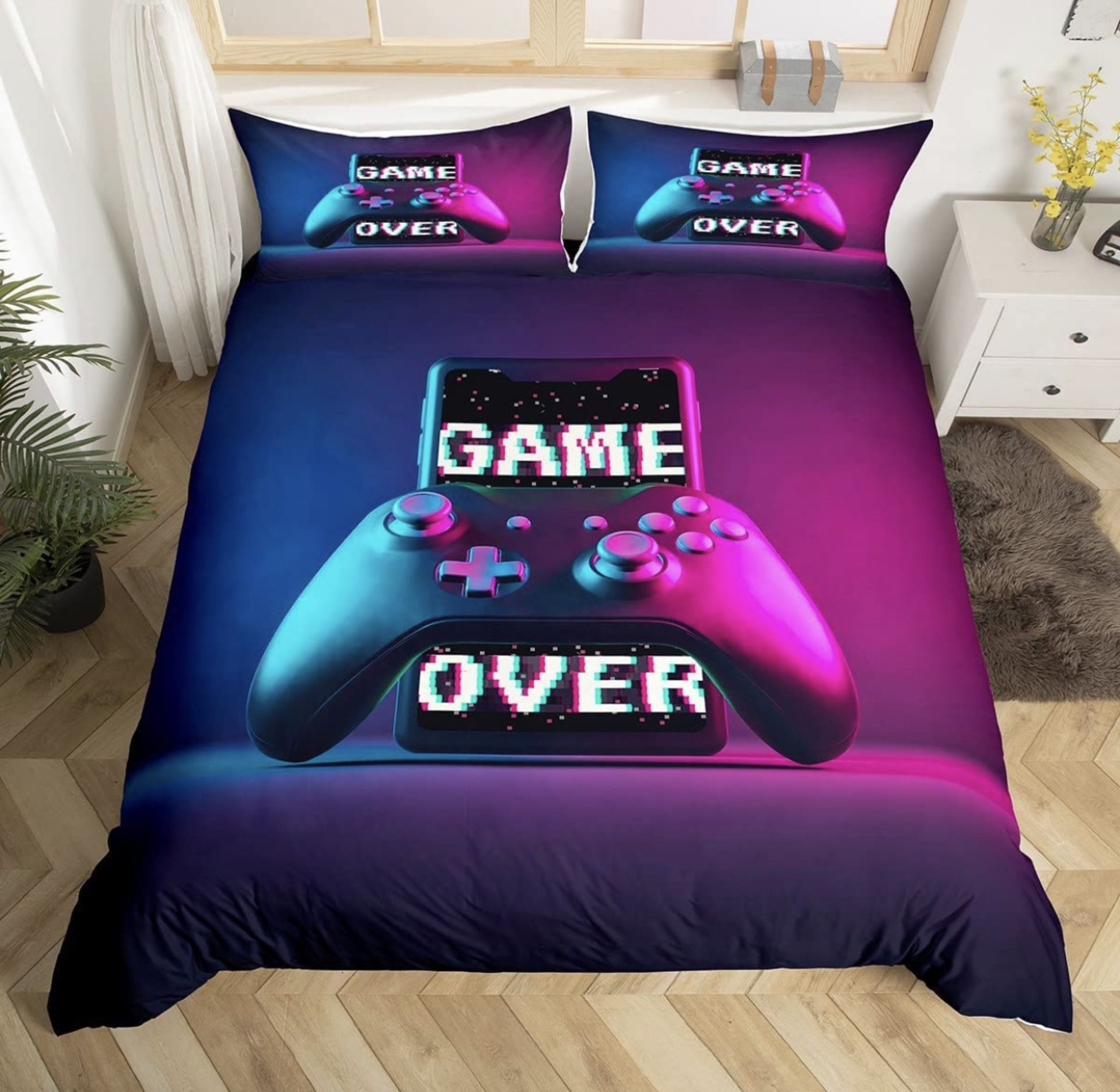 Video Game Bedding Set Gaming Comfort Printed Bedding Set, Single