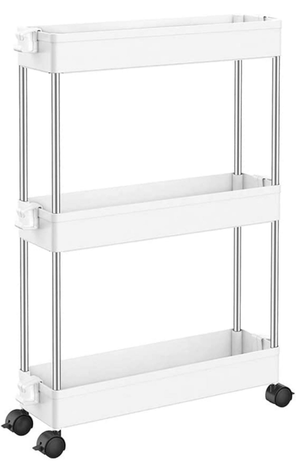 RRP £19.99 Lantaly Gap Slim Storage Cart Mobile Slide Out Storage Pantry Trolley (3 Tier)