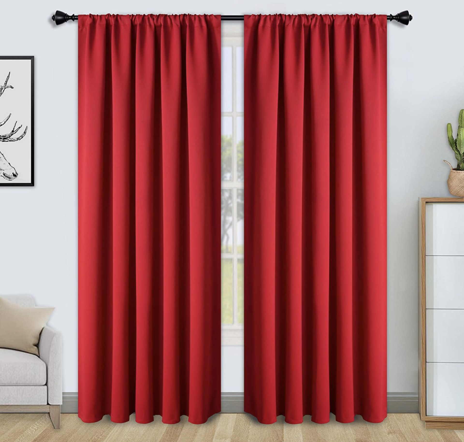 RRP £36.99 Floweroom Blackout Curtains Thermal Insulated Rod Pocket Curtains, 168cm x 229cm