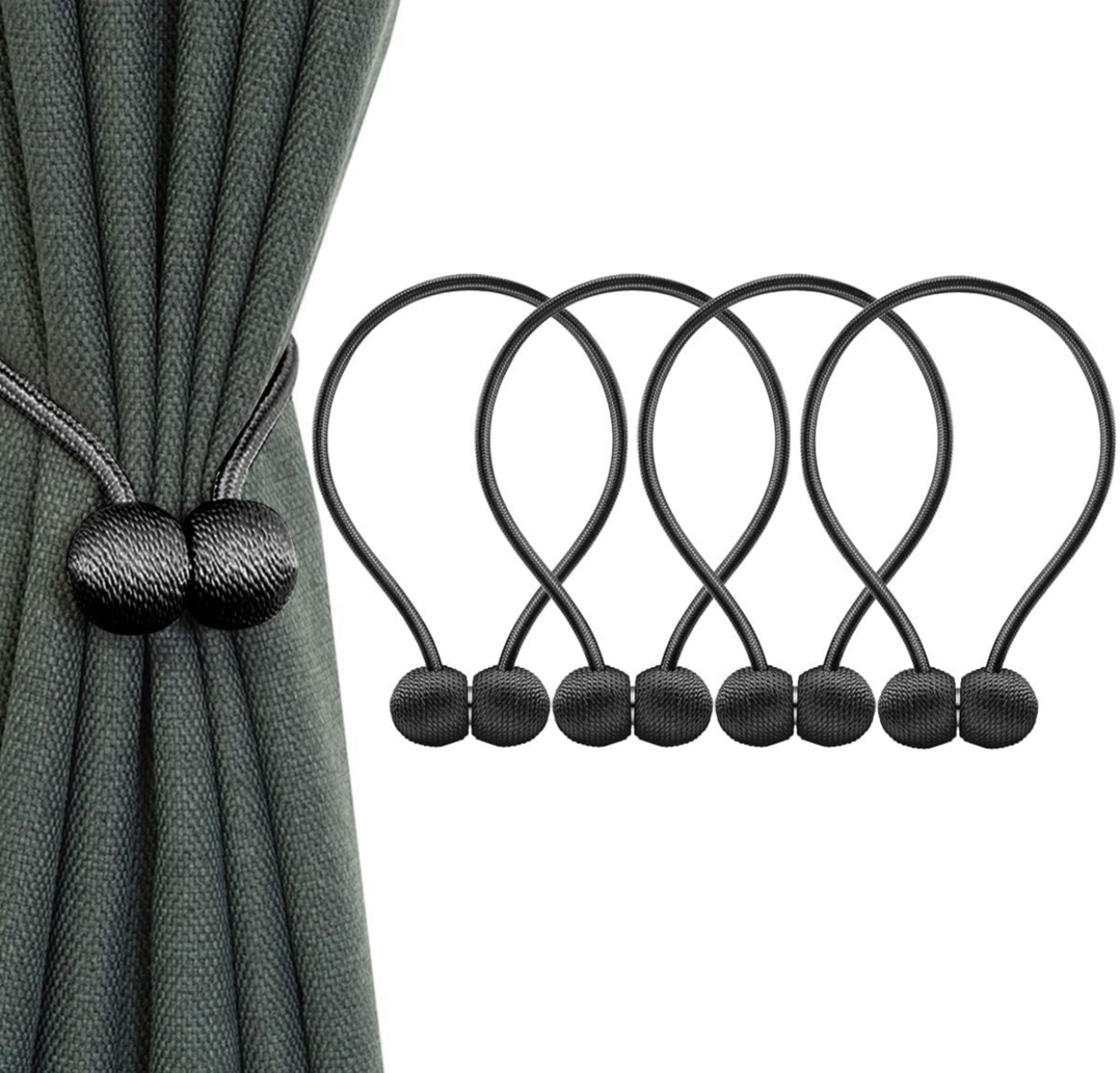 RRP £28 Set of 2 x IHClink 4-Pieces Magnetic Curtain Tiebacks Buckle Clips Woven Decorative